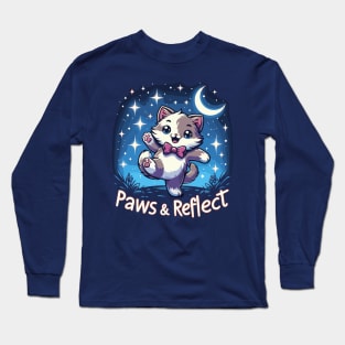 Paws and Reflect - Kawaii Dancing Kitten Long Sleeve T-Shirt